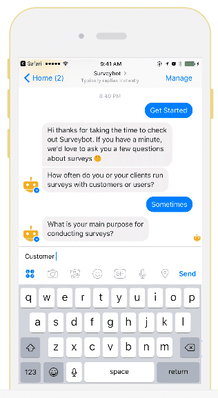 collect customer feedback via fb bots