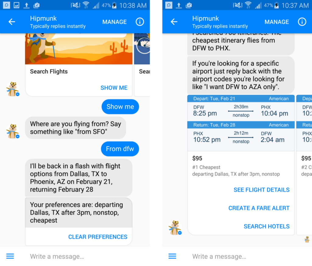 hipmunk-AI chatbot for customer-communication management software